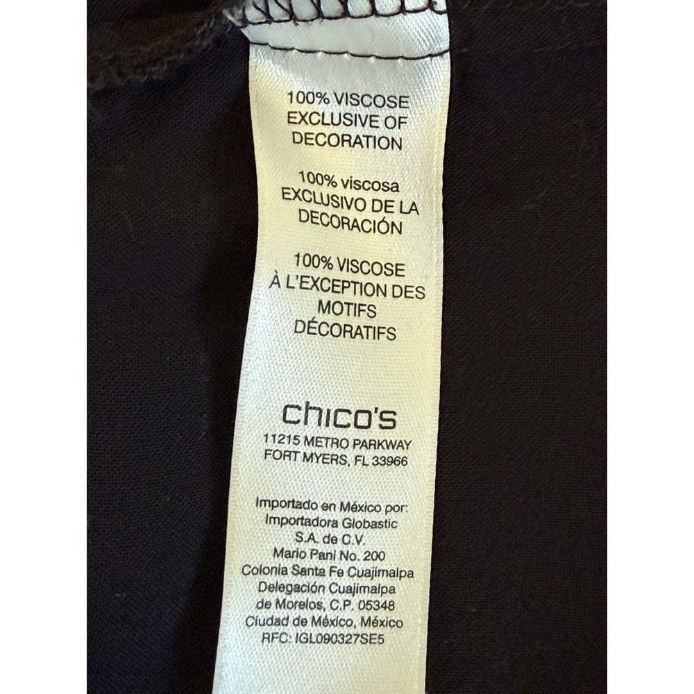 Chico's Black Blouse Size 3 XL V-Neck Lace Up Sleeve Boho Casual Top - Picture 14 of 14